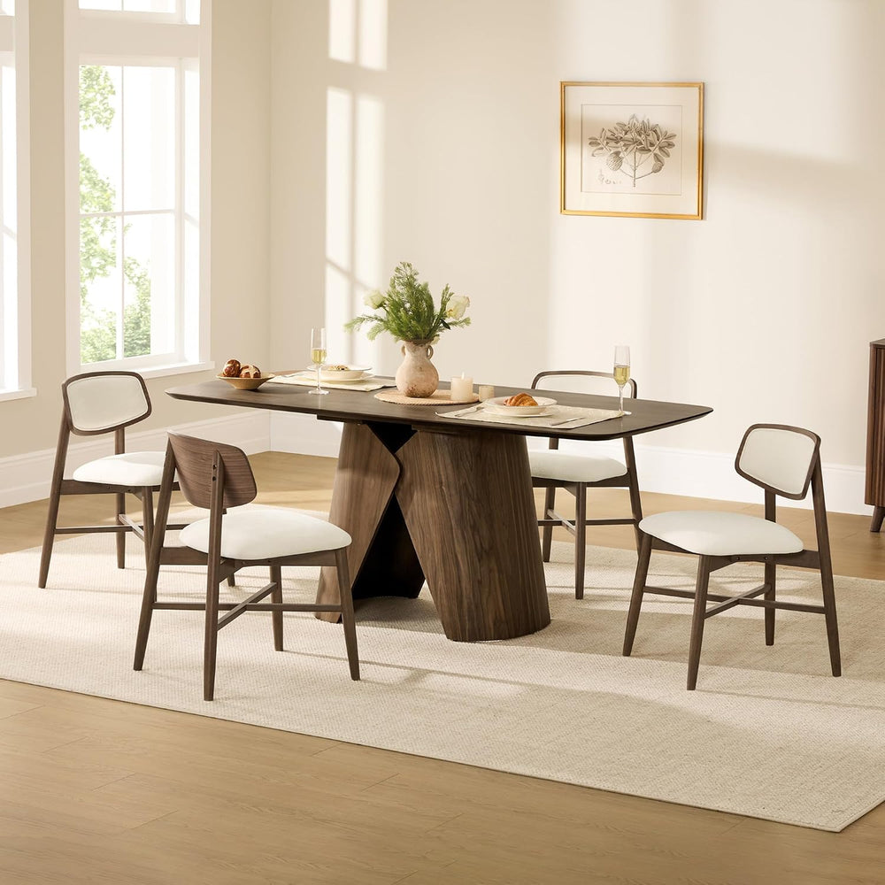 CHITA Wooden Dining Chairs Set of 4, Upholstered Seat, Walnut