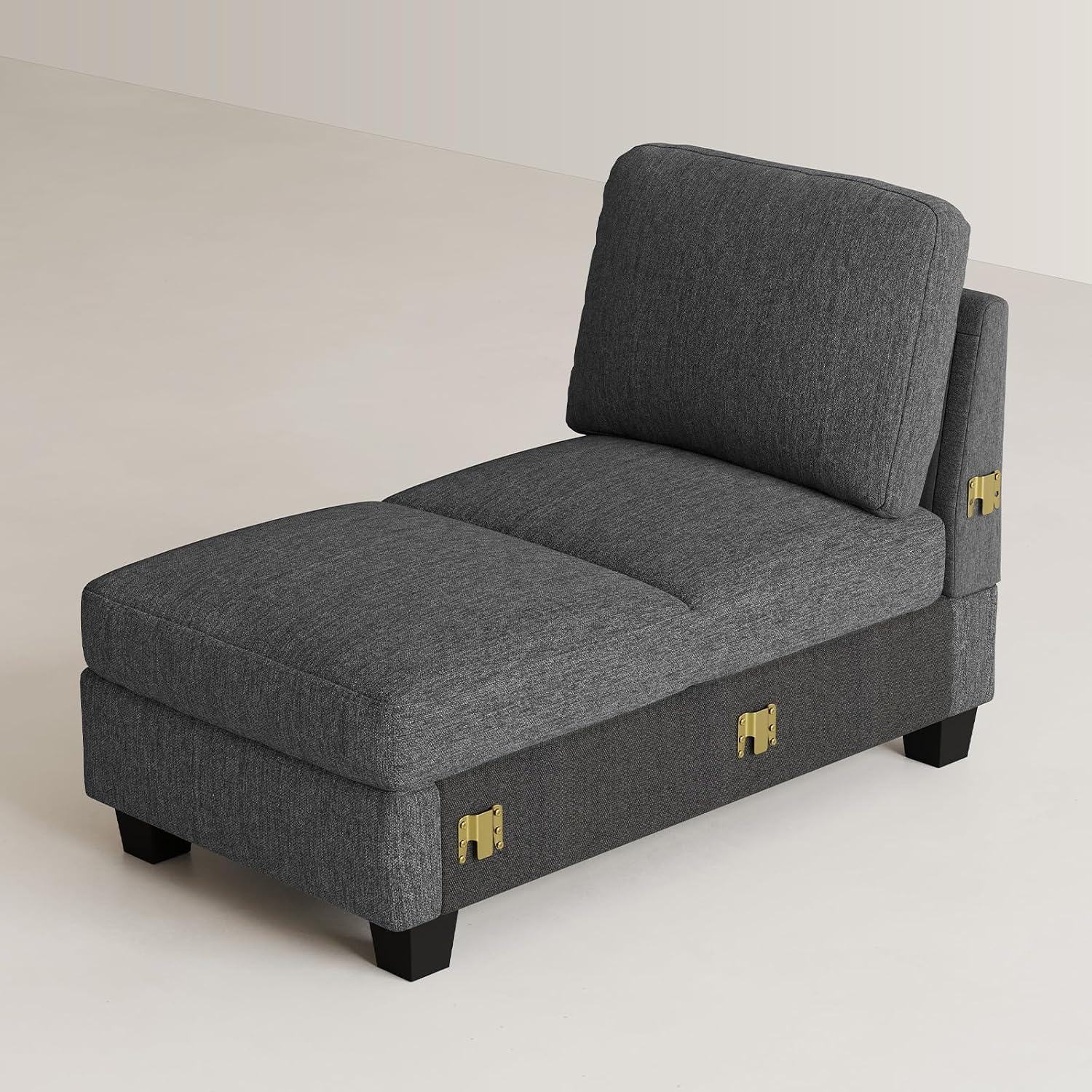 Belffin Modular Sectional Sleeper Sofa Bed with Extendable Length Deep Seat Cloud Couch for Living Room. Dark Grey