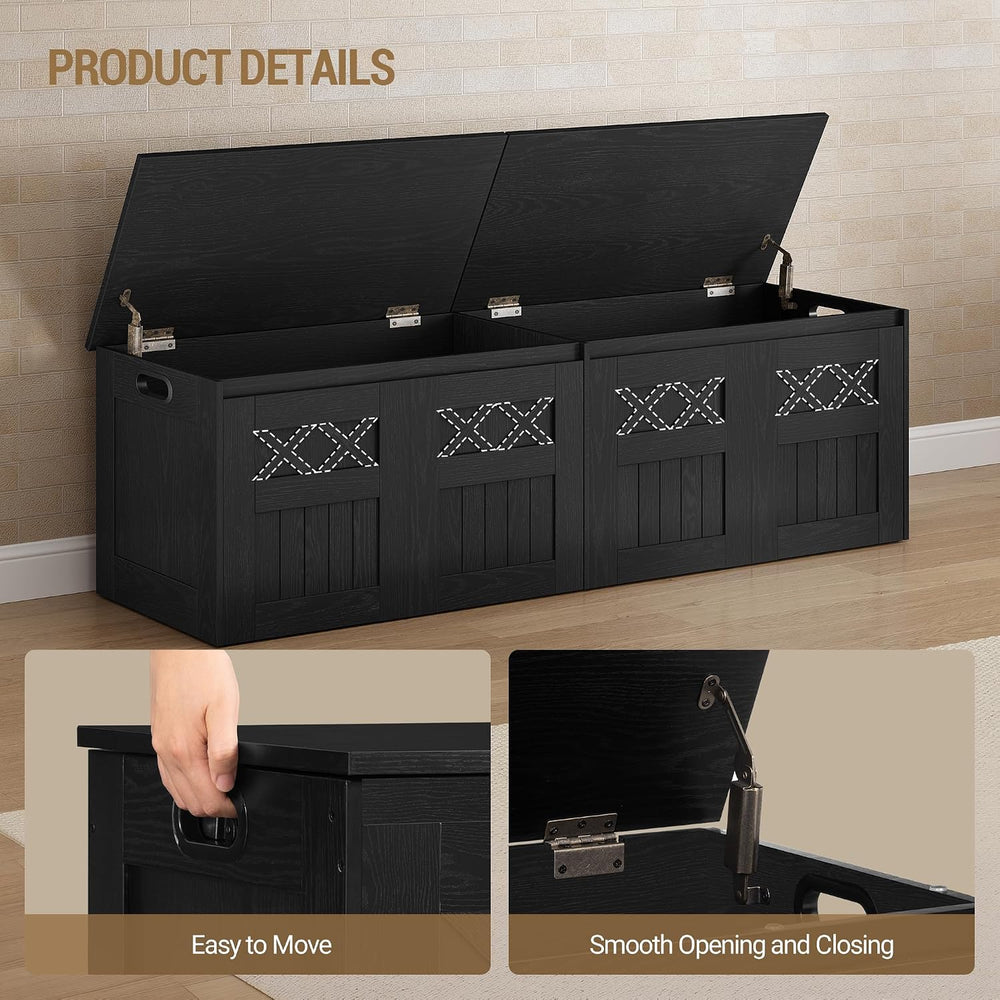 Hzuaneri 59" Rustic Storage Chest and Bench | 70 Gal | 330lb Seat | Soft...
