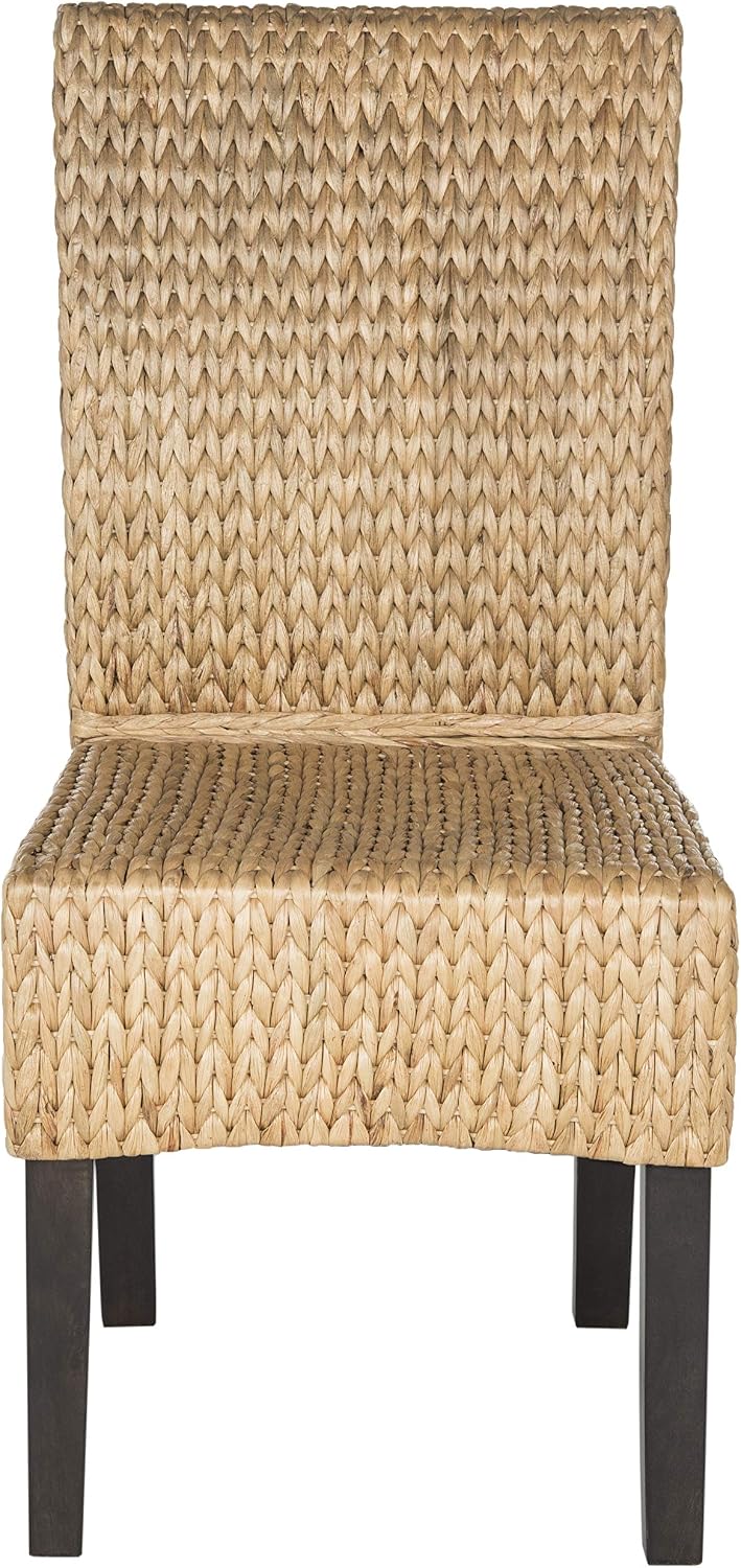 SAFAVIEH Luz Wood Dining Chair Set of 2, 18.5" Seat Rustic Natural SEA8016A