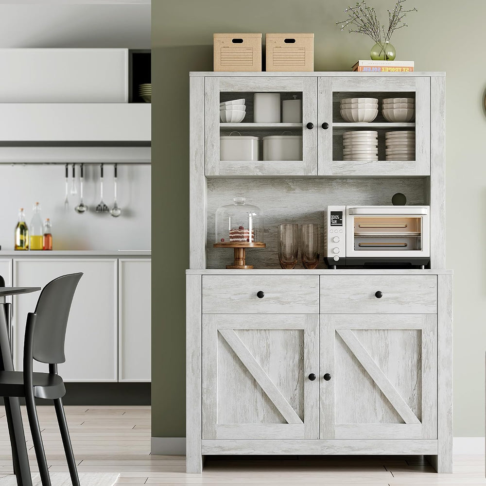 TrailBlaze Freestanding Pantry Cabinet with Microwave Stand - Coffee Bar &amp...