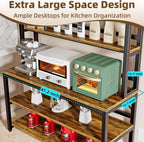 Bakers Racks for Kitchens with Storage, 6 Tiers Large(47.2“W x 15.7”D x 70.8" H) Kitchen Stand with Hutch, Freestanding Organizer with Shelves,Rustic Brown