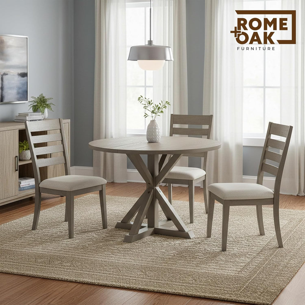 ROME + OAK Spier Modern Dining Table, 40-Inch Round Tabletop with Sturdy Pede...