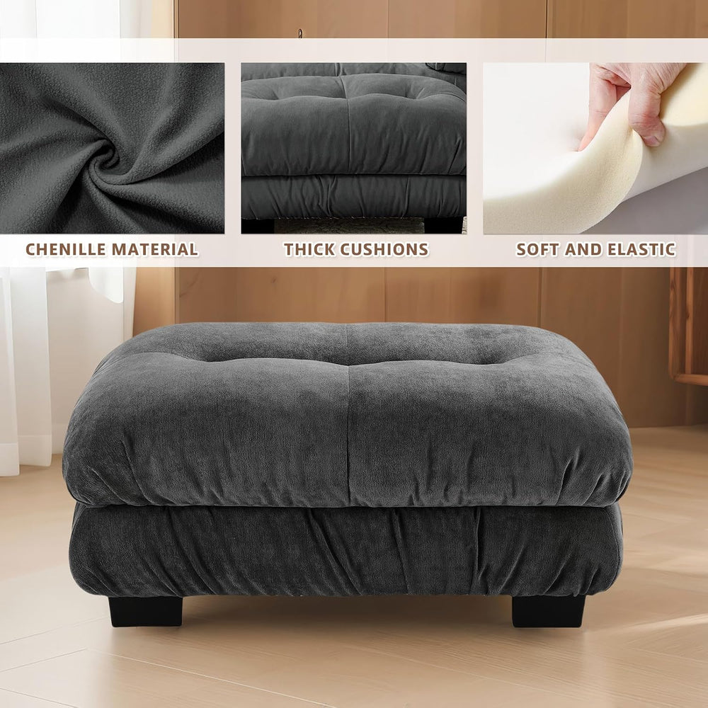 Upholstered Ottoman Footstool with Cushion for Sectional Sofa Couch 300lbs fo...
