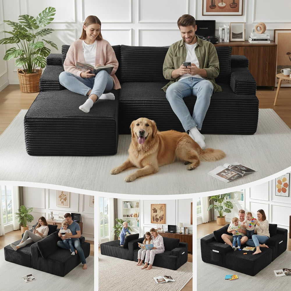 Modular Sectional Sofa Couches, 96" L-Shaped Cloud Couch with Left Chais...