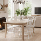 HNY White Windsor Dining Chairs Set of 6, Farmhouse Wooden Kitchen Chairs with Spindle Back, Mid Century Modern Armless Kitchen Side Chair for Dining Living Room Restaurant