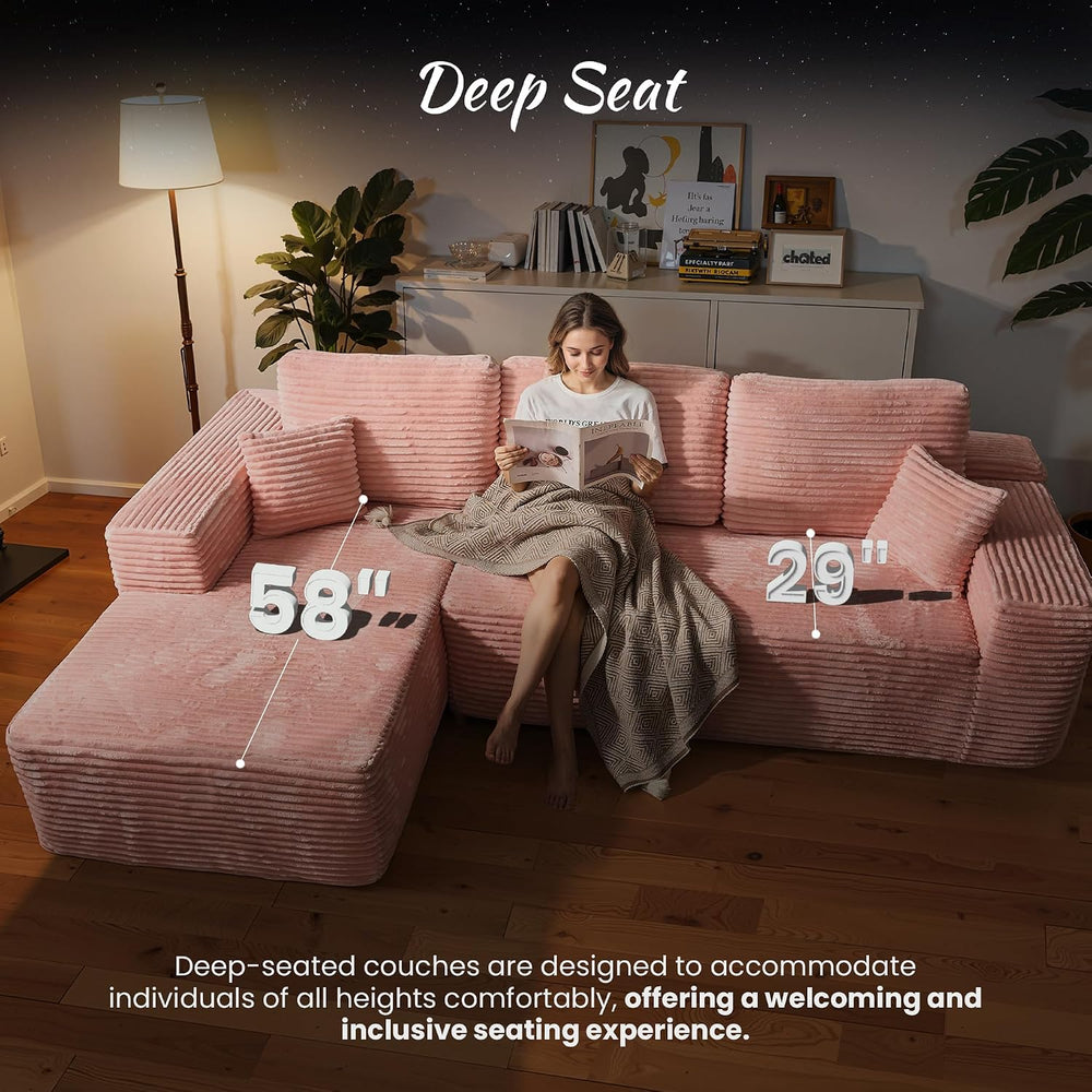 ovios 104" Cloud Couch with Glitter Fabric, Moudular Sectional Sofa with...