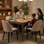 Garvee Wooden Dining Chairs Set of 6, Upholstered Kitchen Dining Room Chair, Modern Linen Fabric Farmhouse Dinner Chair with Leveling Feet/High Backrest Support for Dining Room, Living Room,Beige