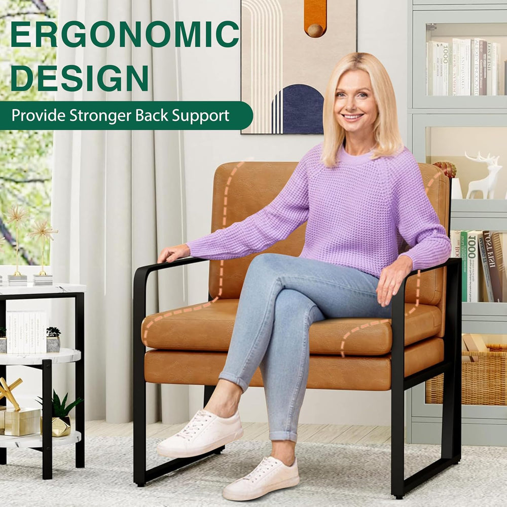 ALISH Accent Chairs, Upholstered Armchair Modern Living Room Chairs Linen Arm...