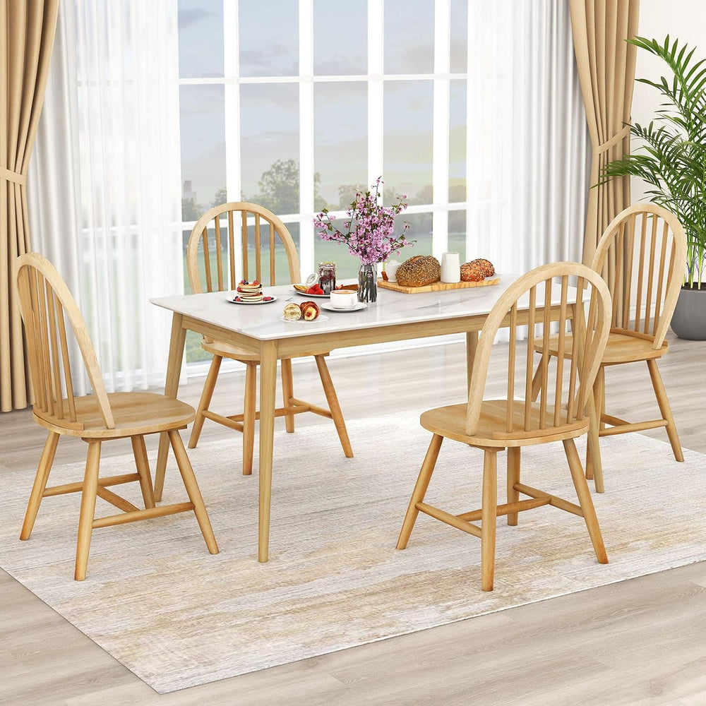 18" Oak Dining Chairs Set of 2, Wood Windsor Chair with Spindle Back for...