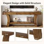 63" Solid Wood TV Stand for 55/60/65/75" TVs, Farmhouse TV Console, Low Entertainment Center with Storage for Living Room, Bedroom (Dark Brown)