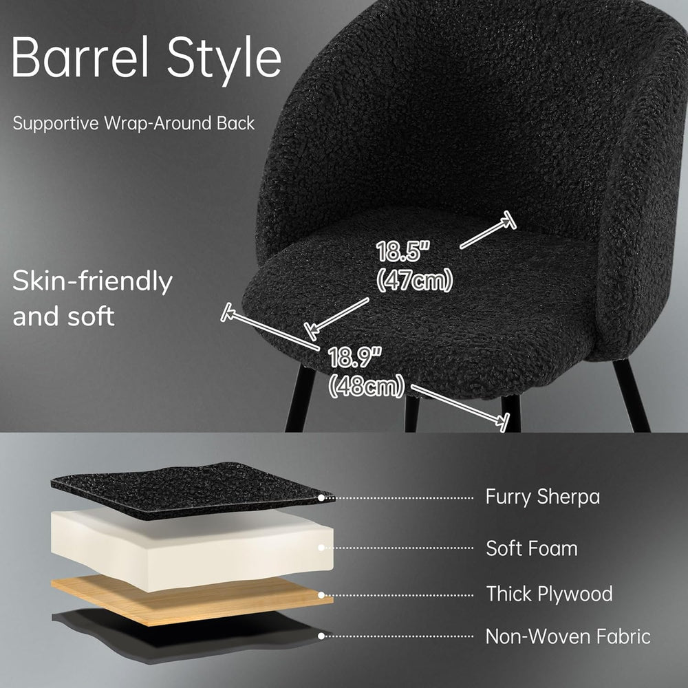 NORDICANA Accent Chairs Set of 2, Fuzzy Sherpa Dining Chairs with Barrel Back...
