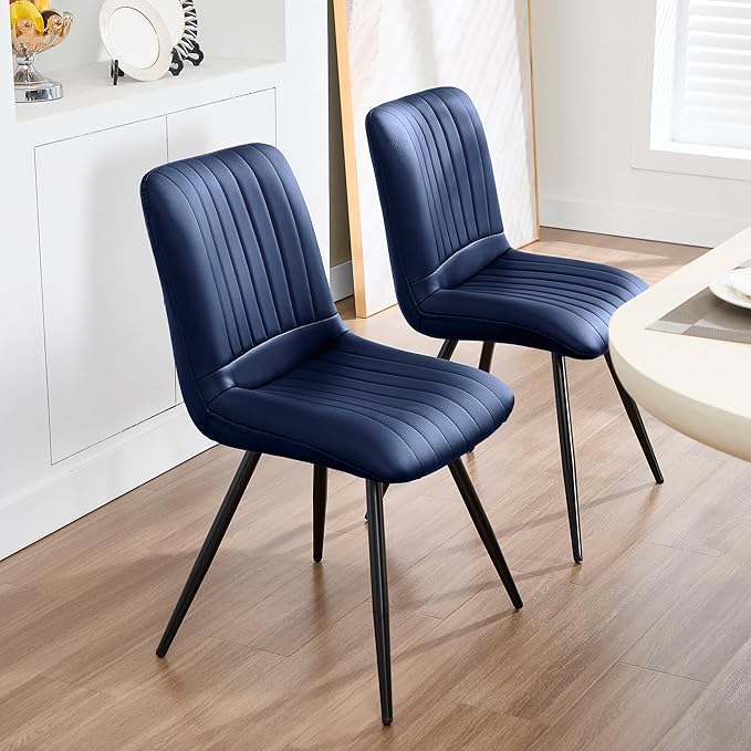 Dining Chairs, Modern Dining Chairs with Thick Cushions, PU Leather Upholster...