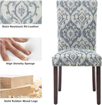 COLAMY 5-Piece Extendable Dining Table Set for 4, 36" Kitchen Round Wood Table with 4 Nailhead Dining Room Chairs,Light Brown/White&Blue Flower