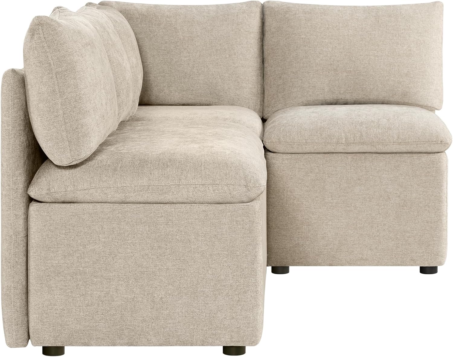 CHITA Breakfast Nook Bench with Storage, Banquette Seating, 4 Seats, Khaki | L Shaped Corner Dining Bench for Kitchen & Dining Room, Modular Upholstered Fabric Seating with Back