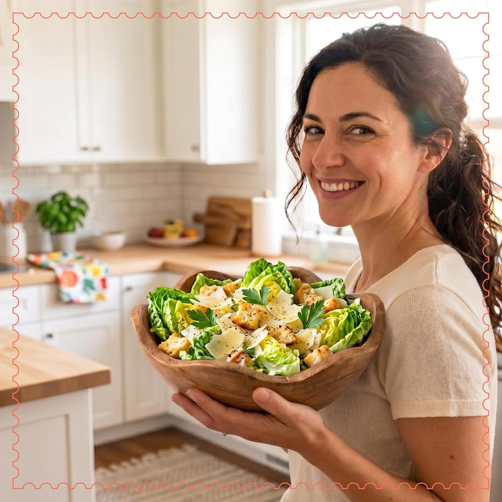Premium Acacia Salad Bowl Set - Natural Finish, 10in and 12in, 2-Set