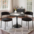 SoarFlash Kitchen Table and Chairs for 2, 31.5" Dining Table Set for 2 with Boucle Upholstered Chairs, 3 Piece Round Kitchen Table Set, Dining Room Table Set for Small Space, Apartment, Black
