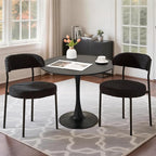 SoarFlash Kitchen Table and Chairs for 2, 31.5" Dining Table Set for 2 with Boucle Upholstered Chairs, 3 Piece Round Kitchen Table Set, Dining Room Table Set for Small Space, Apartment, Black