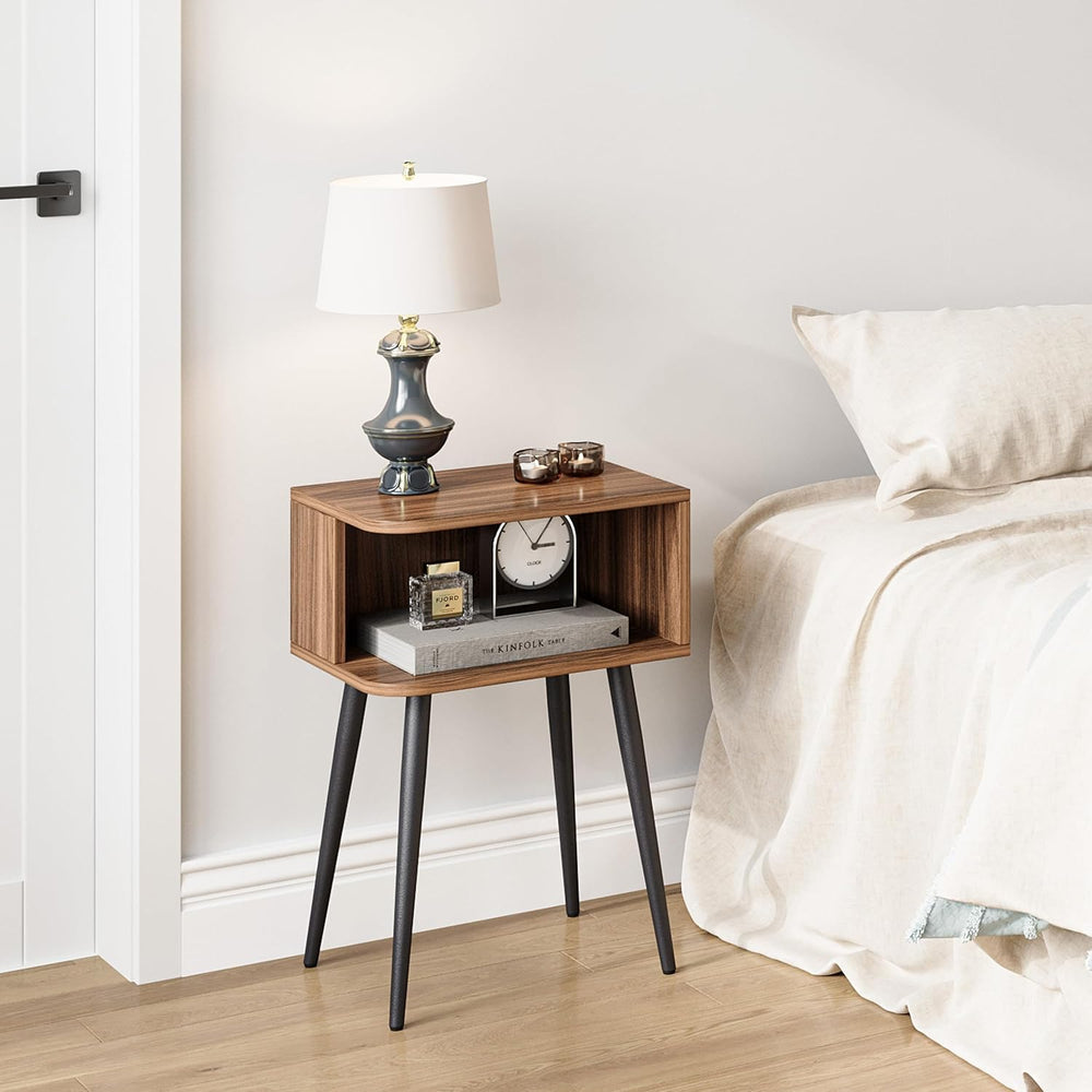 Nightstand Set of 2, Small Bed Side Table for Small Spaces, Mid Century Moder...