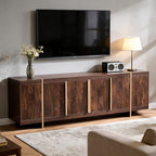OKD Modern 70" TV Stand,Entertainment Center for TVs Up to 80",TV Console with Storage,Integrated Plinth,Handle-Free Hidden Doors Design,Media Console for Living Room,Bedroom(Dark Walnut)