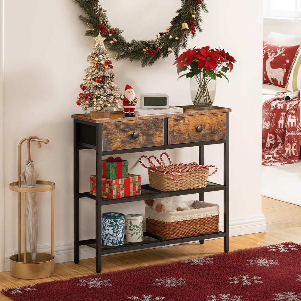 HOOBRO 29.5" Narrow Console Table with 2 Fabric Drawers, Sofa Table, Sma...