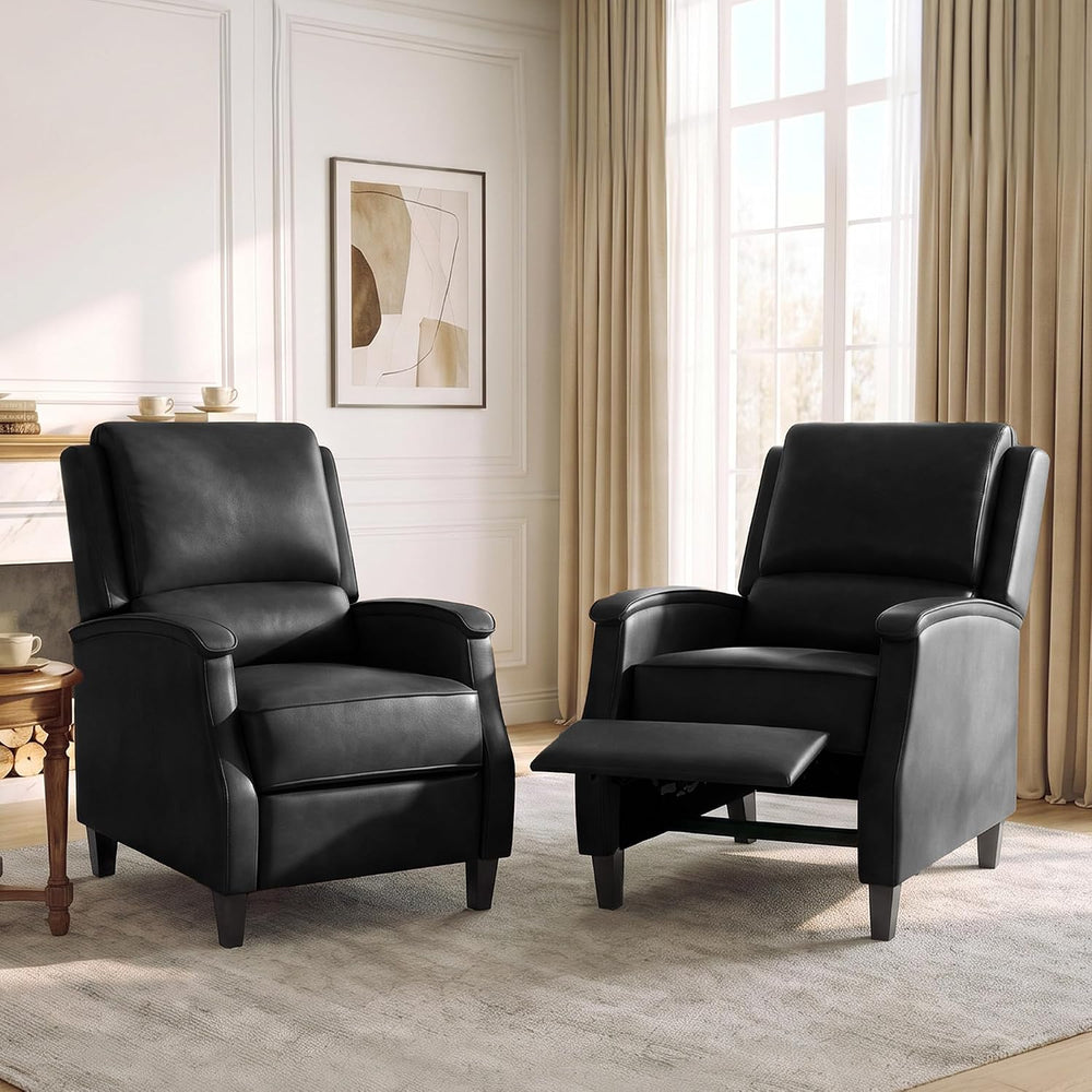 Recliner Chair, Faux Leather Push Back Recliner with Padded Seat, Mid Century...
