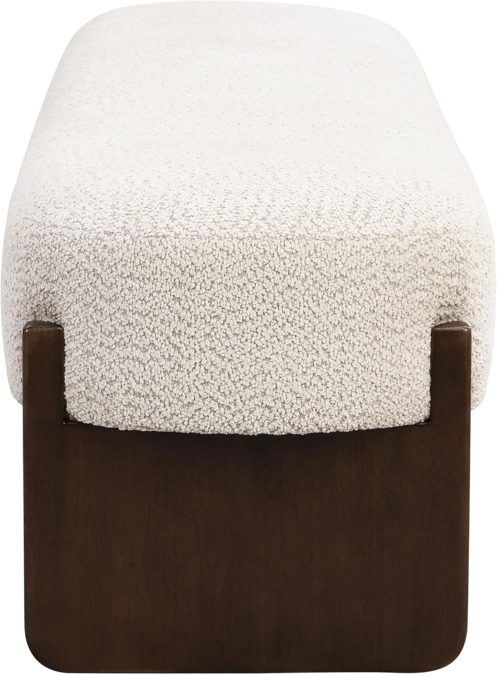 Virubi Elegant Upholstered Loop Yarn Ottoman, Beige End of Bed Entryway Bench...