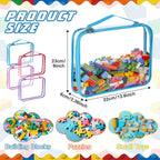 Sanwuta 6 Packs Toy Storage Bags, PVC Organizing Case Bags with Zipper, Waterproof Toy Container for Board Games, Building Blocks, Puzzles, Small Toys and Kids Books(Large,Cute Colors)