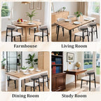Farmhouse Dining Chairs Set of 4,Mid Century Modern Fabric Upholstered Kitchen Chairs,Wooden Dining Room Chair with Curved Back Black Leg for Kitchen Dining Room Restaurant Cafe,Linen Gray,Only Chairs