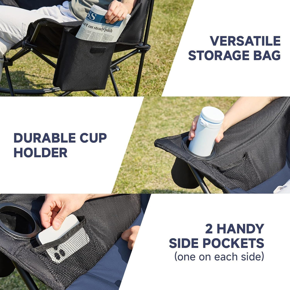 Youtanic Oversized Folding Rocking Camping Chair, Padded Portable Rocking Cha...