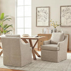 VKNOW Upholstered Dining Chairs, Modern Kitchen Chairs Dinner Chairs with 4 Casters, Chenille Armchair for Bedroom Reading Room Living Room, Borwn