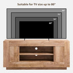 OKD Modern 70" TV Stand, Entertainment Center for TVs Up to 80", Media Console with Large Open Storage & Side Cabinets, Thick Wood Design for Living Room, Light Knotty Oak