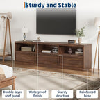 IDEALHOUSE 70 inch TV Stand for 80" TVs, Mid Century Modern Entertainment Center with Storage Drawer & Open Shelves, Wood Media Console Cabinet for Living Room/Bedroom, Vintage