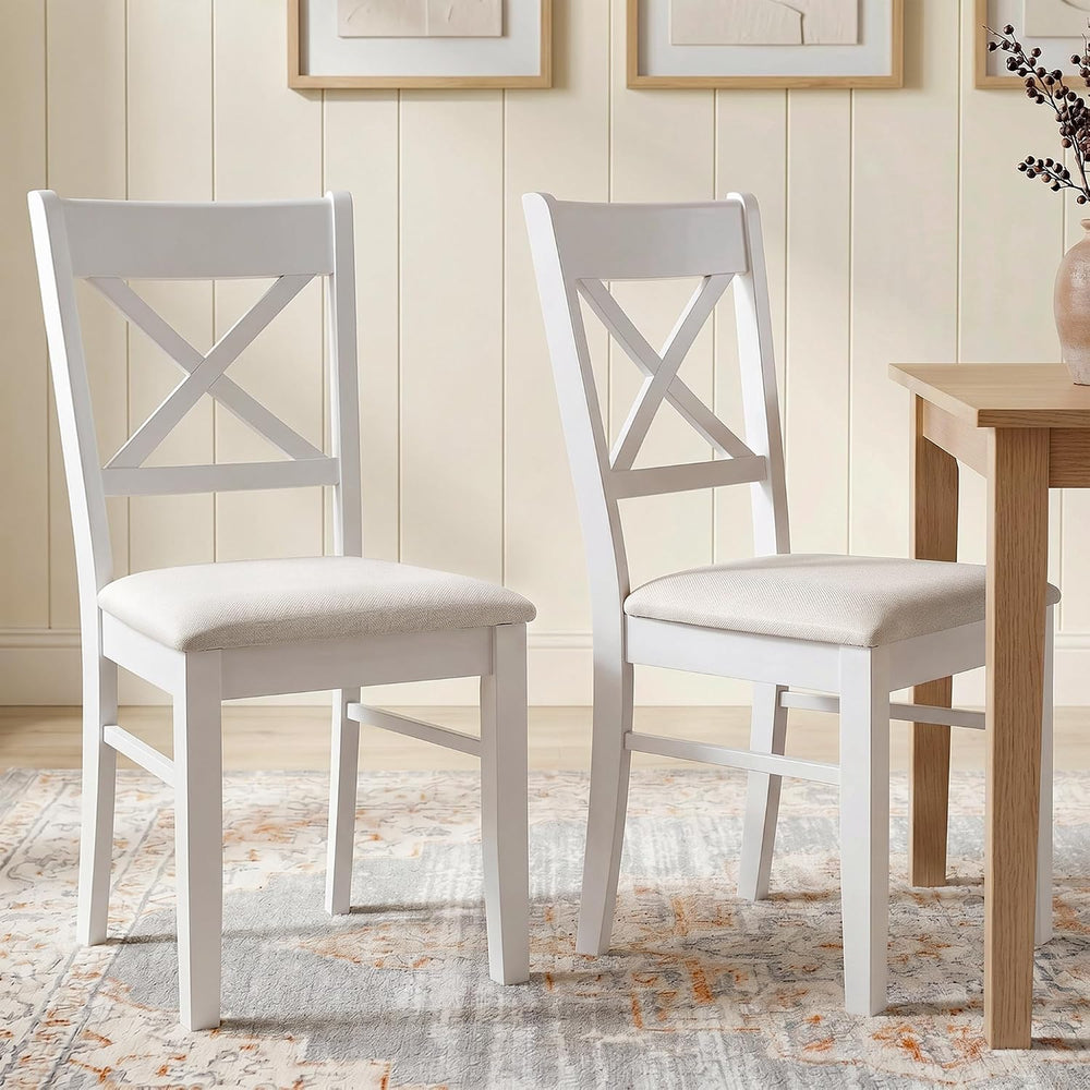 HOMCOM Dining Chairs Set of 2, Upholstered Kitchen Chairs with Rubberwood Fra...