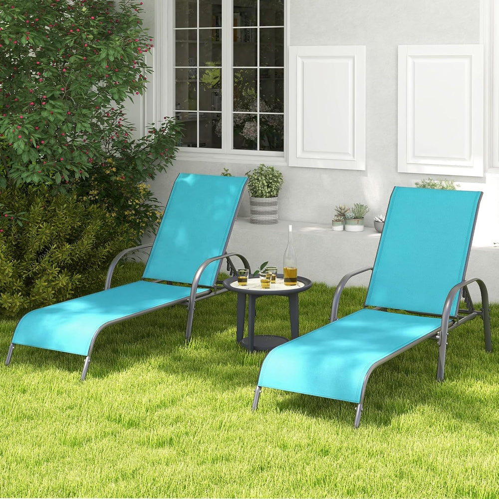 Tangkula Outdoor Lounge Chairs Set of 2, Patio Chaise Lounge with Adjustable ...