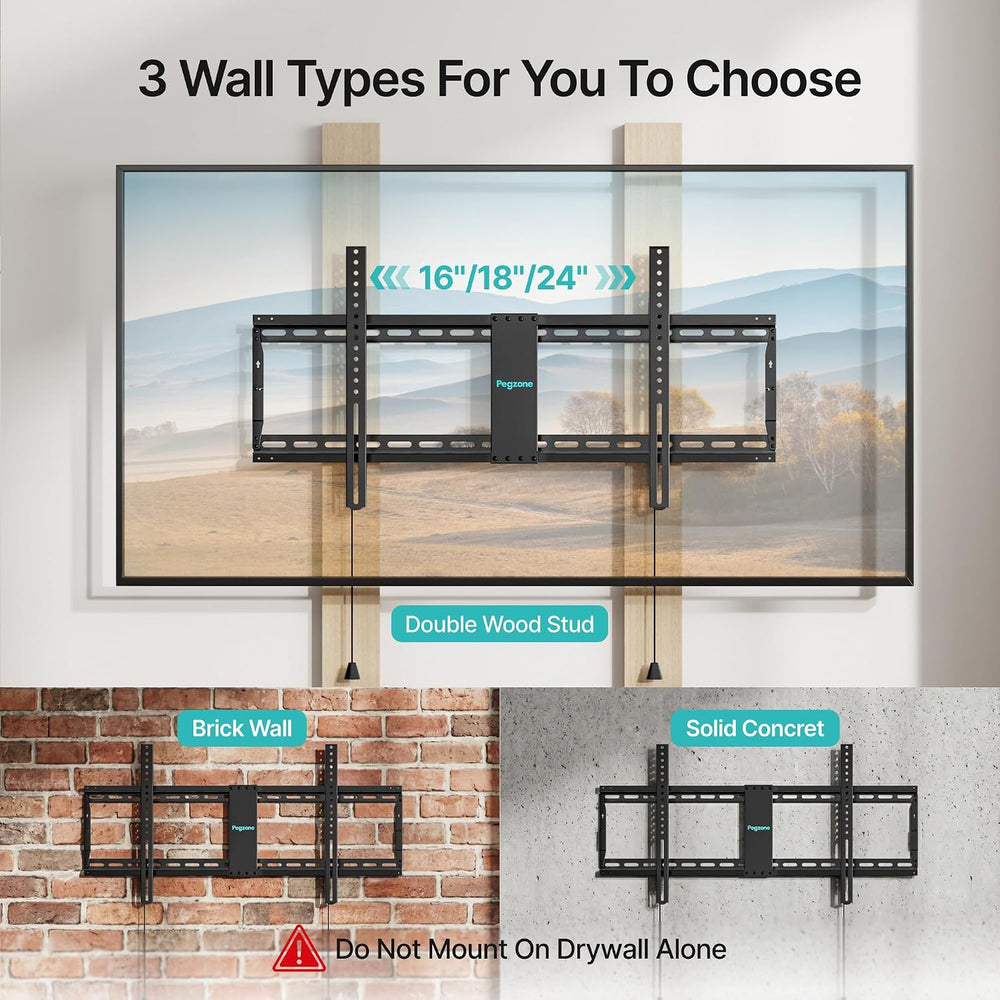 PEGZONE Low Profile TV Wall Mount for 43-95 Inch TVs, 1.1 Inch Ultra Slim | F...