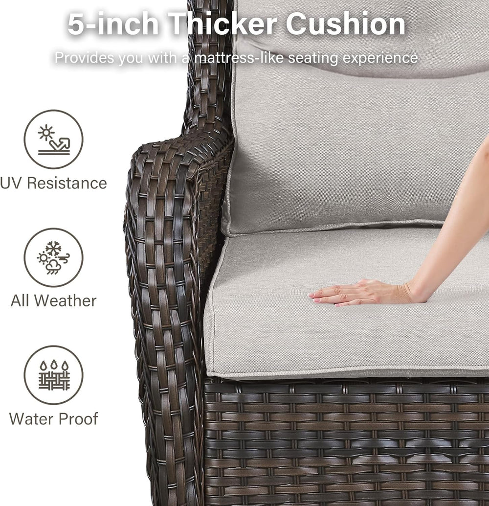 Outdoor Swivel Rocker Patio Chairs with 2 Ottomans - 5" Thick Cushion 4 ...