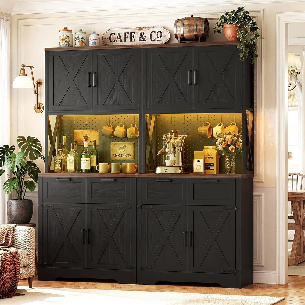 Unikito Pantry Cabinet with Microwave Countertop, 71" Tall Kitchen Pantr...
