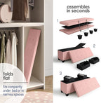 STORAGEBUD Storage Ottoman Bench with Bins, 43-in Storage Bench for Bedroom End of Bed, Folding Foot Rest Ottoman for Living Room Max 660lbs, Fabric Ottomans, Pink