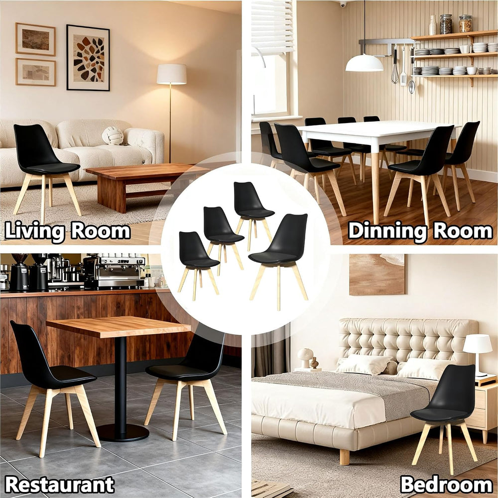 Dining Chairs Set of 8, Mid-Century Kitchen & Dining Room Chairs with Woo...