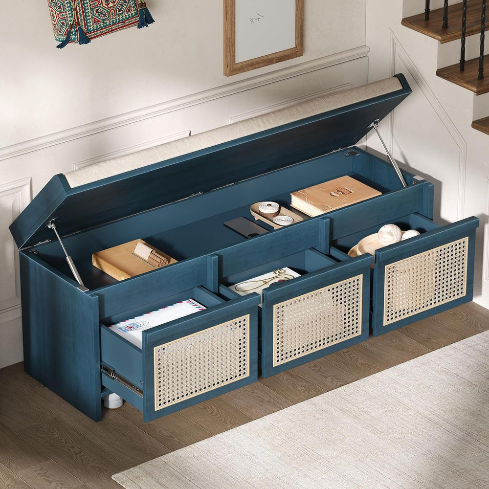 SOFTSEA 48" Shoe Storage Bench with Cushion, 2-Tier Entryway Bench with ...