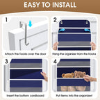 1 Pack Over The Door Organizer, Hanging Storage Organizer with Clear Window, 40lb Ultra Sturdy Large Capacity Room Organizer for Pantry Laundry Bathroom Nursery Closet (Blue)