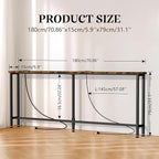 GRLEAF 70" Sofa Table with Built-in Power Strip (4 AC Outlets & 4 USB Ports) – 4.9ft Power Cord, Metal Frame, Easy Assembly, Long Couch Table Behind Sofa, Living Room and Home Office | Rustic Brown