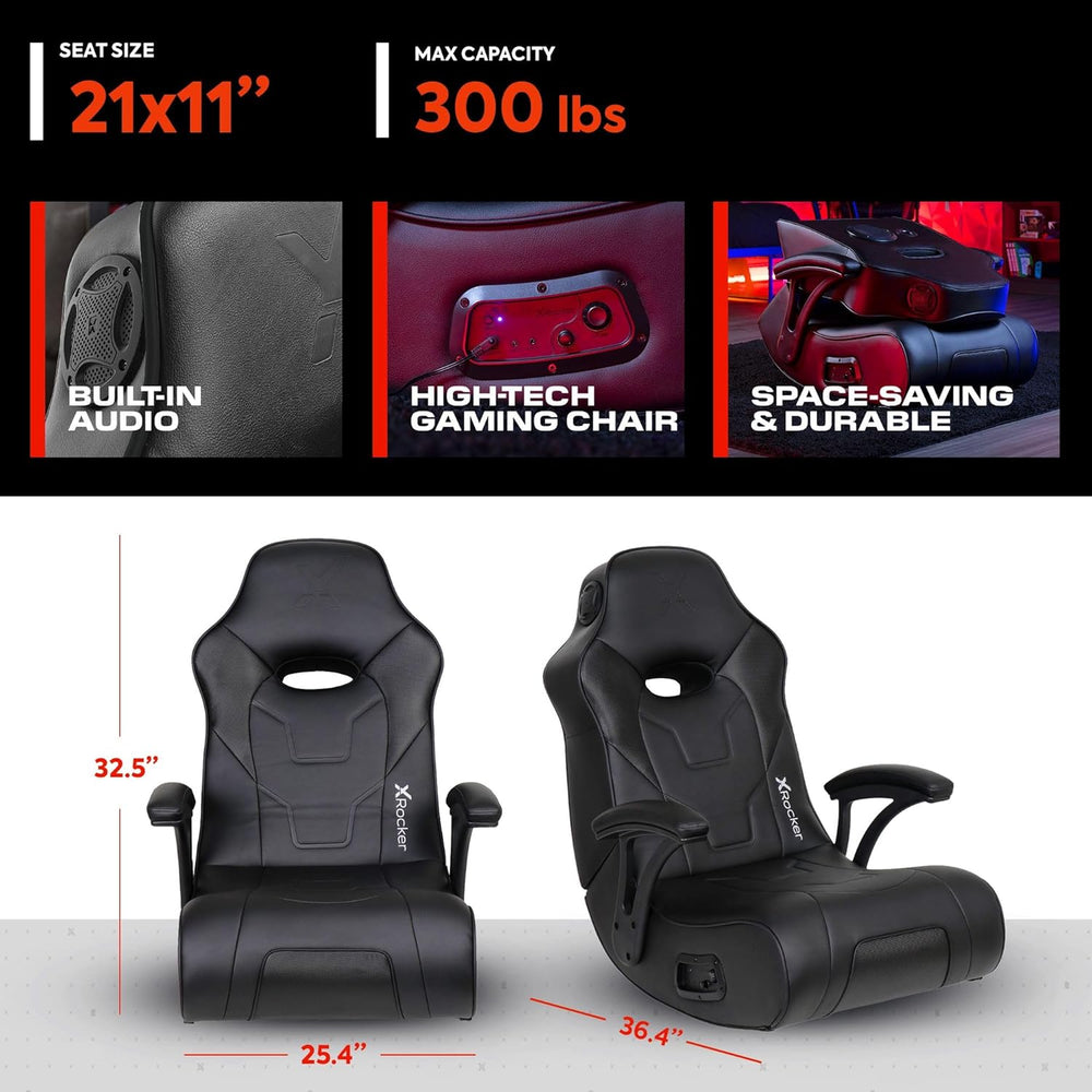 X Rocker Video Gaming Floor Rocker Chair, Built-in Audio, College Dorm Essent...
