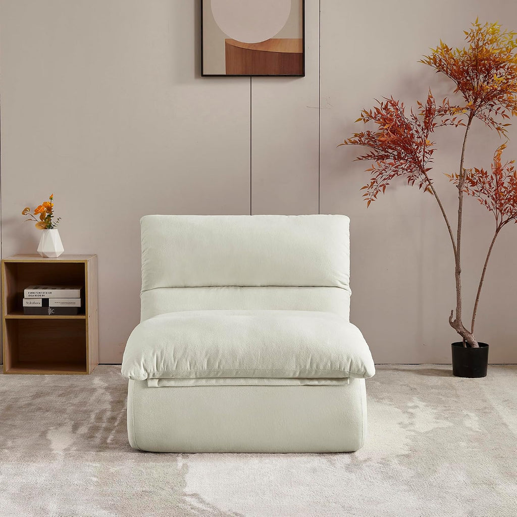 Dineli Bean Bag Chairs for Adults, Beanbag Chair Lounge Sofa Comfy Reading Chair for Bedroom & Living Room, Memory Foam Lazy Floor Couch, White