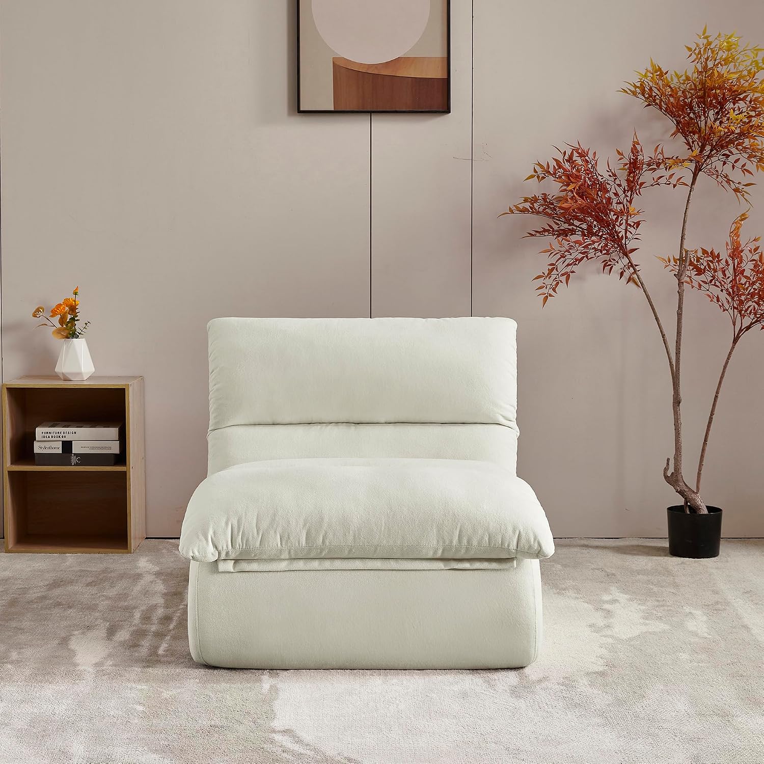 Dineli Bean Bag Chairs for Adults, Beanbag Chair Lounge Sofa Comfy Reading Chair for Bedroom & Living Room, Memory Foam Lazy Floor Couch, White