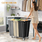 Large laundry hamper with Wheels, 360L 3 Bag Big Rolling Laundry Hamper Sorter Cart, Extra Large Laundry Clothes Hamper, Heavy Duty Laundry Basket Organizer for Laundry Room,Bathroom,Black