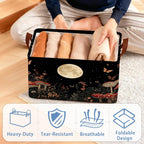 Mushroom Moon Storage Baskets,Butterfly Plants Foldable Organizer Bin with Handles for Home Living Room Bedroom Closet Box 17x11.5x10Inch