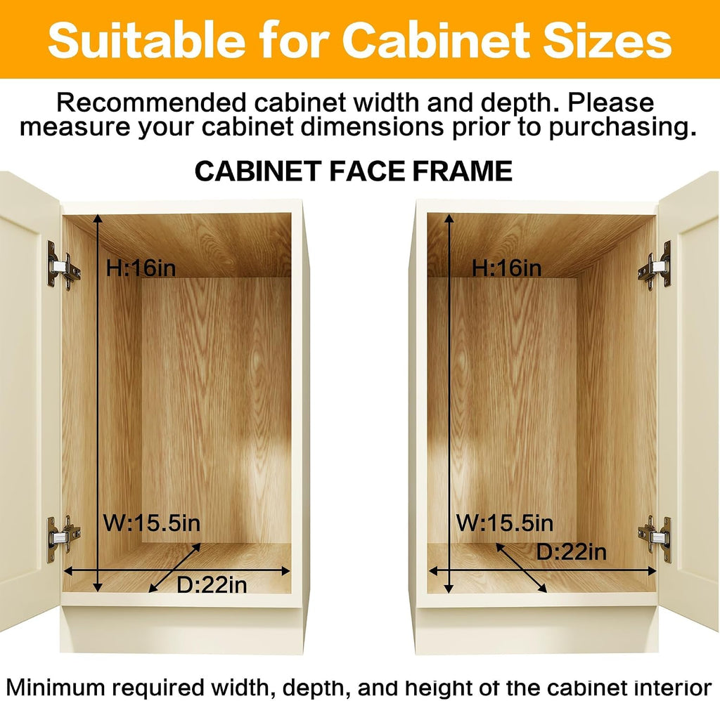 2-Tier Kitchen Cabinet Pull Out Shelf and Drawer Organizer Slide Out Pantry Storaqe Basket in Multiple Sizes (14" W x 21" D)