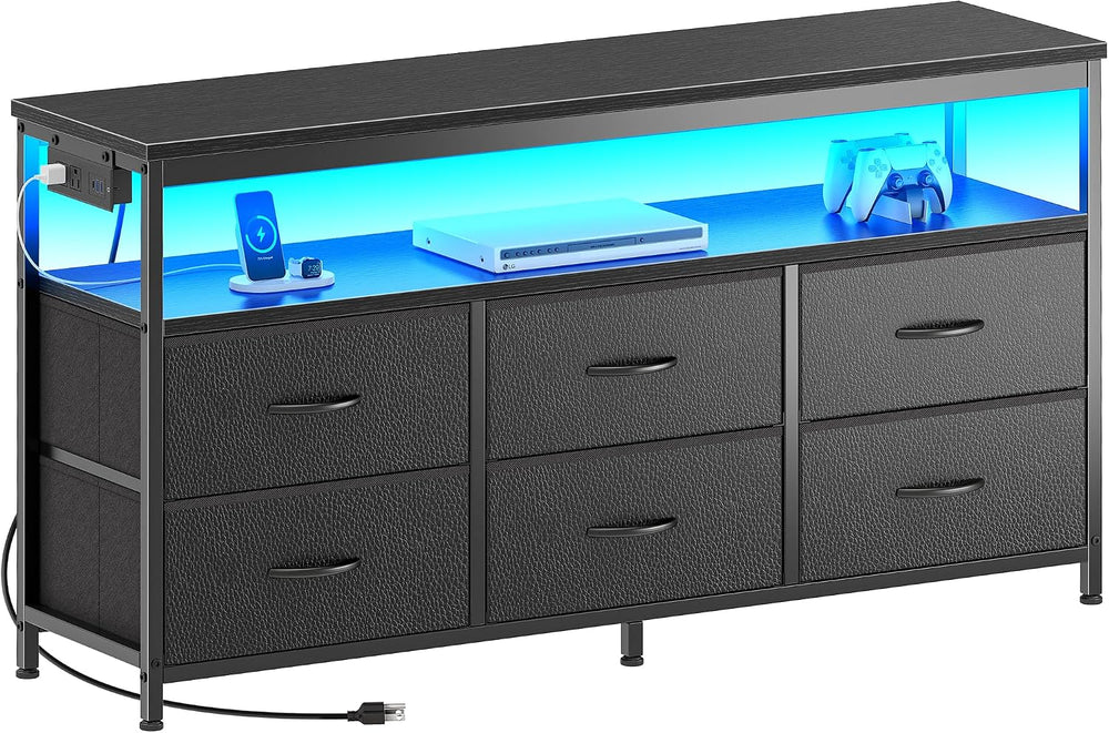 Huuger LED TV Stand for Bedroom, 47 Inch Dresser TV Stand for 43, 50, 55 Inch...